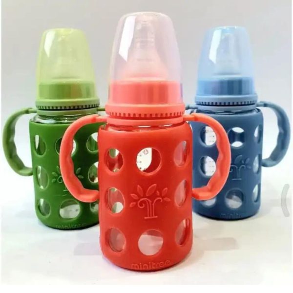 Glass Feeding Bottle Covering With Silicone Mini tree Anti Flatulence