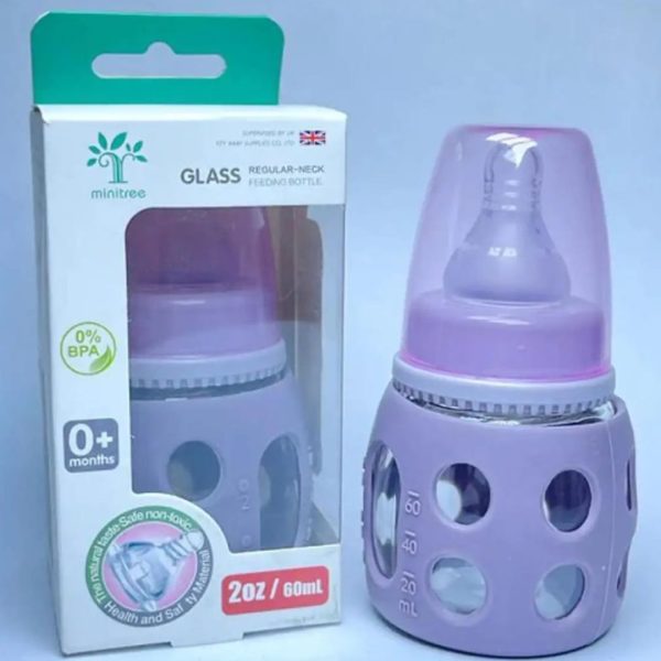 Glass Feeding Bottle Covering With Silicone Mini tree Anti Flatulence